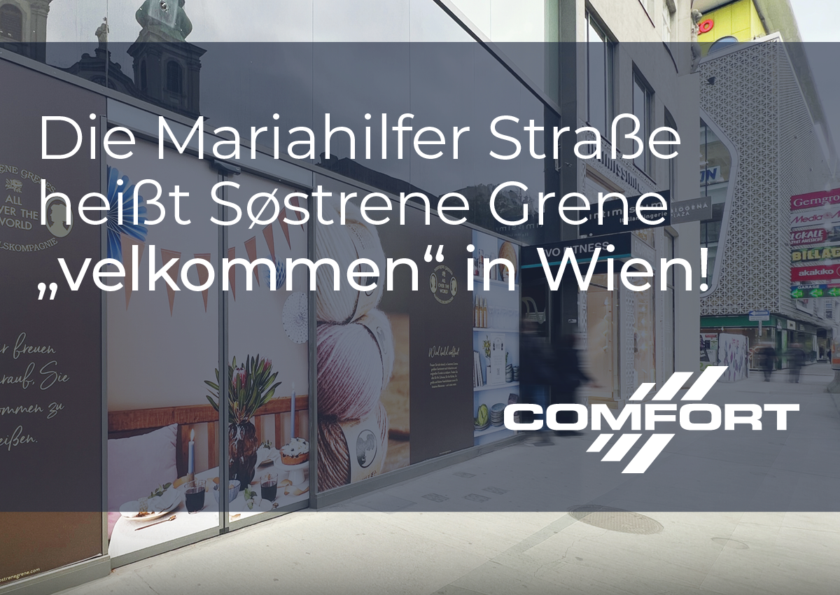 Die Mariahilfer Straße heißt Søstrene Grene "velkommen" in Wien!